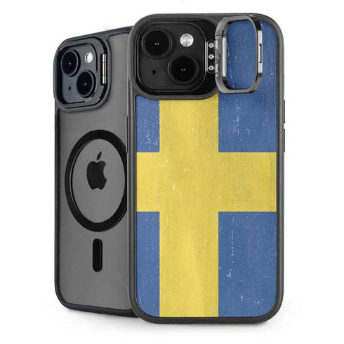 Sweden Flag Distressed iPhone 15 Kickstand Case